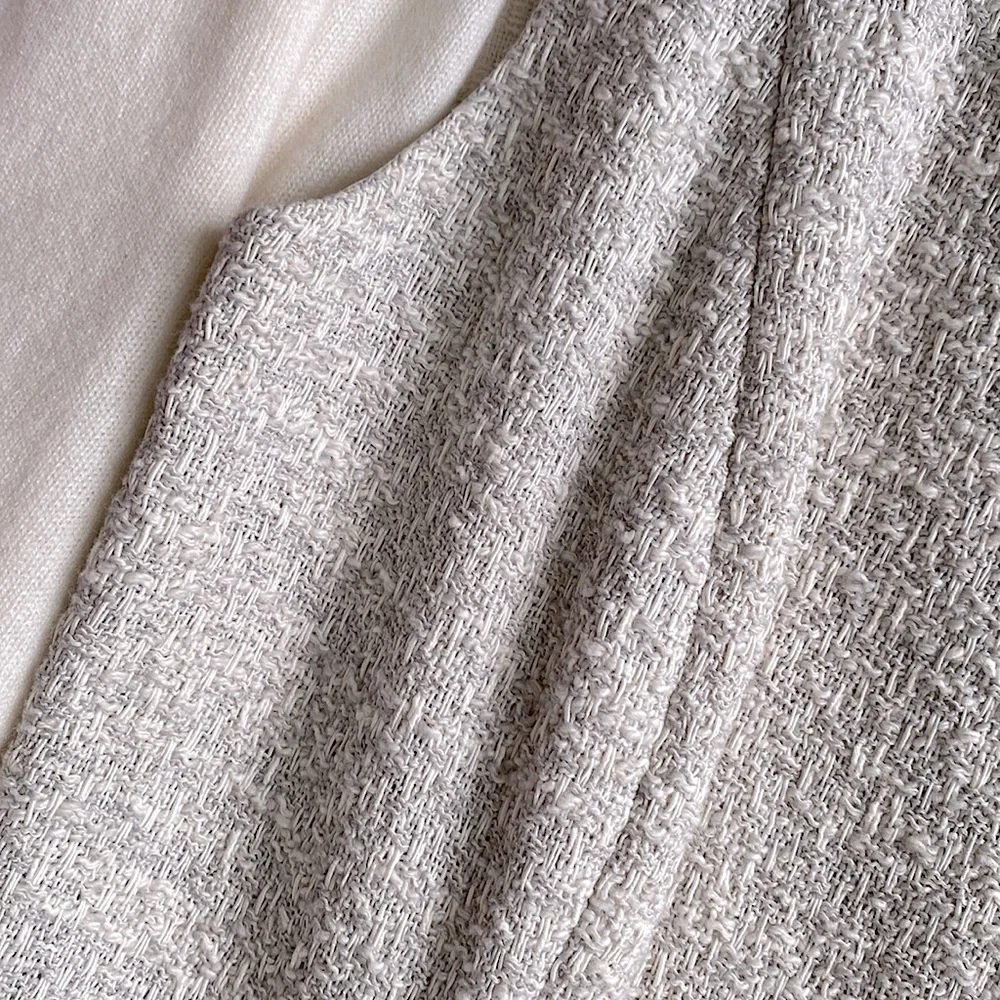 MM LAFLEUR LINDSAY COTTON TWEED SWING DRESS ELEGANT ROMANTIC CAREER Gray Ivory 6 - Picture 6 of 10